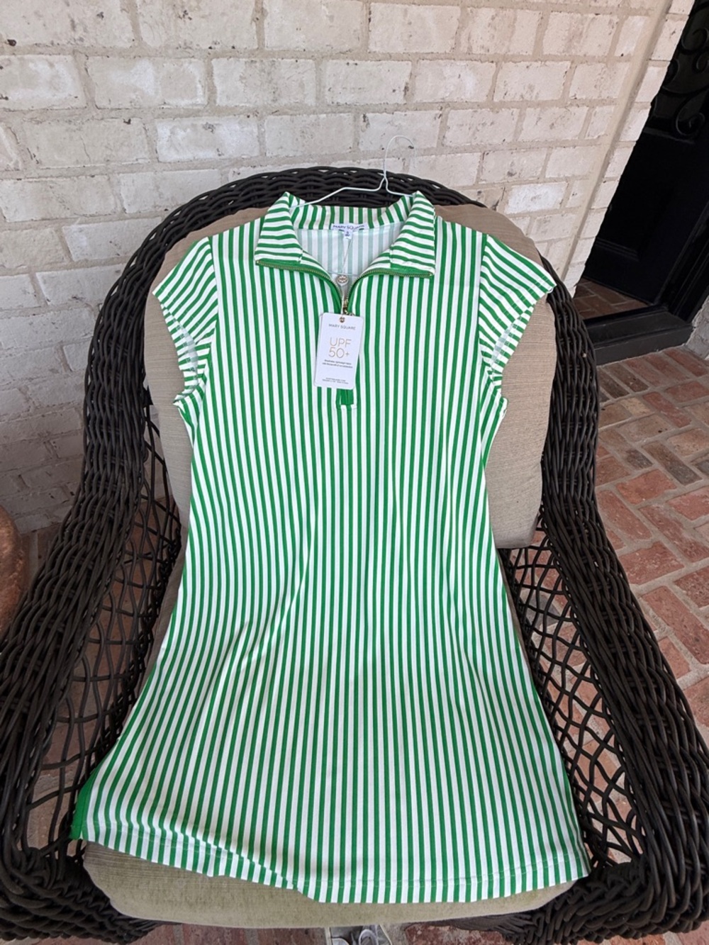 Green & White Striped Polo Mini Dress - Casual Golf Style